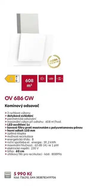 Möbelix OV 686 GW Komínový odsavač nabídka