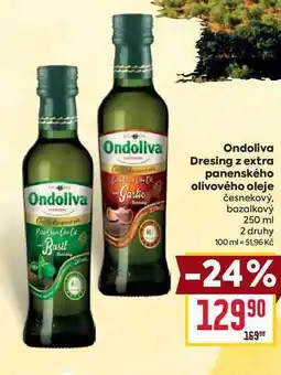 Billa Ondoliva Dresing z extra panenského olivového oleje česnekový, bazalkový 250 ml nabídka