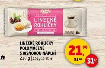 Penny Market LINECKÉ ROHLÍČKY POLOMÁČENÉ S VIŠŇOVOU NÁPLNÍ, 210 g nabídka