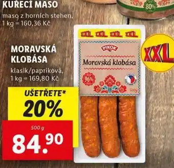 Lidl Moravská klobása nabídka