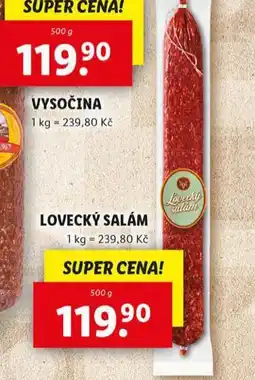 Lidl Lovecký salám nabídka