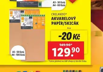 Lidl Akvarelový papír / skicák nabídka