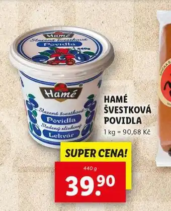 Lidl Hamé švestková povidla nabídka