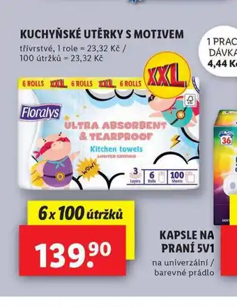 Lidl Floralys kuchyňské utěrky nabídka