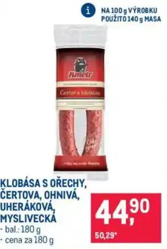 Makro Klobása s ořechy, čertova, ohnivá, uheráková, myslivecká nabídka