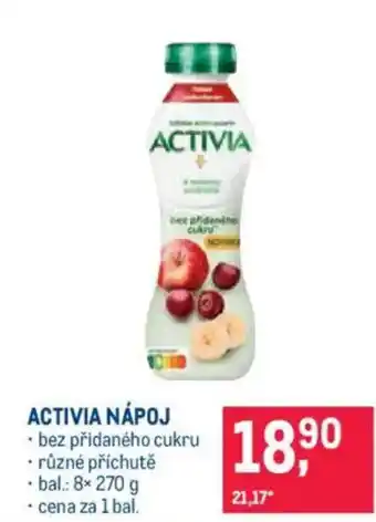 Makro Activia nápoj nabídka