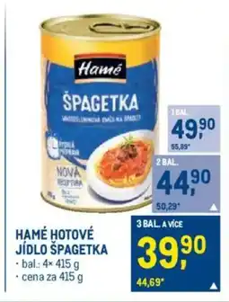 Makro HAMÉ hotové jídlo špagetka nabídka