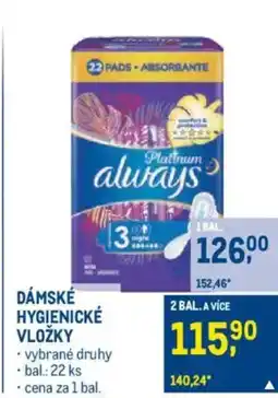 Makro Dámské hygienické vložky nabídka