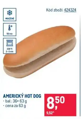 Makro Americký hot dog nabídka