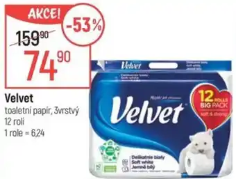 Globus Velvet toaletní papír, 3vrstvý nabídka