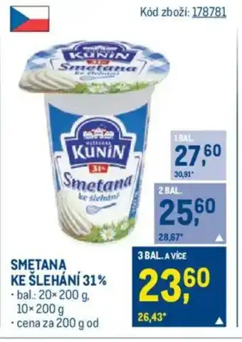 Makro Smetana ke šlehání 31% nabídka