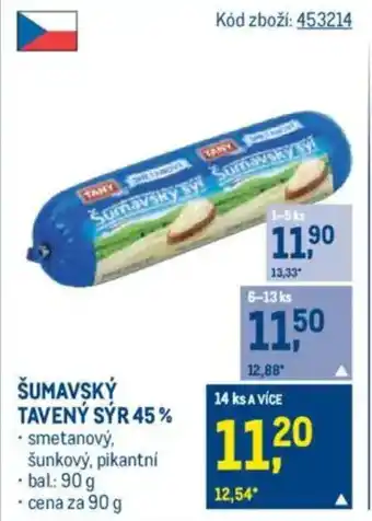 Makro Šumavský tavený sýr 45% nabídka