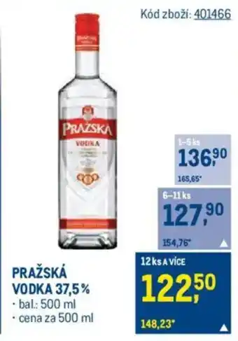 Makro PRAŽSKÁ Vodka 37,5% nabídka