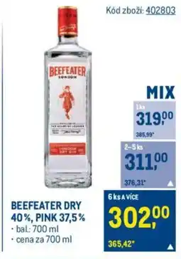 Makro BEEFEATER DRY 40% Pink 37.5% nabídka