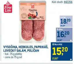 Makro Vysočina, herkules, paprikáš, lovecký salám, poličan nabídka