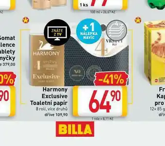 Billa Harmony exclusive toaletní papír nabídka
