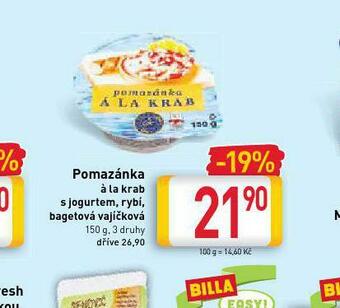 Billa Pomazánka á la krab nabídka