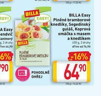 Billa Billa easy plněné bramborové knedlíky nabídka