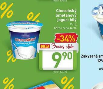 Billa Choceňský smetanový jogurt bílý nabídka