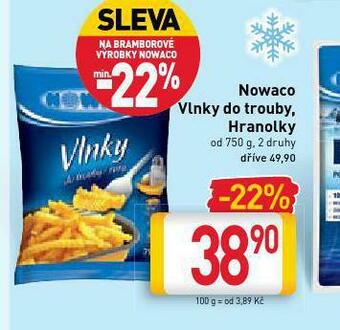 Billa Nowaco vlnky do trouby, hranolky nabídka