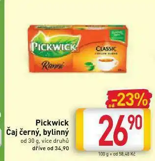Billa Pickwick čaj černý, bylinný nabídka