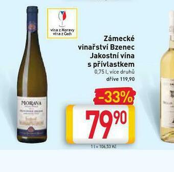 Billa Zámecké vinařství bzenec nabídka
