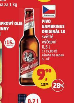 Penny Market Pivo gambrinus originál nabídka