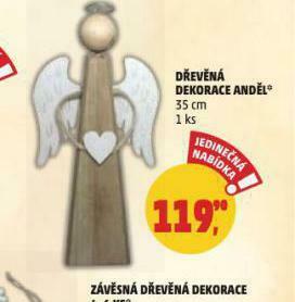 Penny Market Dřevěná dekorace anděl nabídka