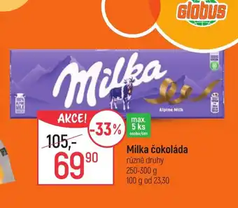 Globus Milka čokoláda různé druhy nabídka