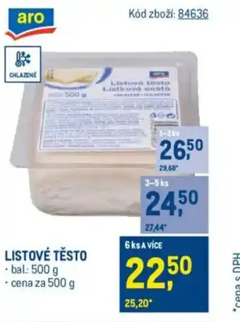 Makro Listové těsto nabídka