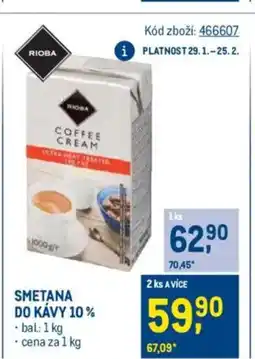 Makro Smetana do kávy 10% nabídka