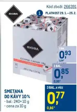 Makro Smetana do kávy 10% nabídka