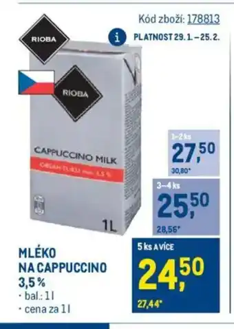 Makro Mléko na cappuccino 3,5% nabídka