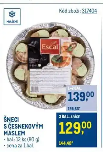 Makro Šneci s cesnekovým máslem nabídka