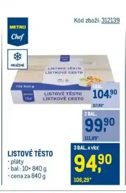 Makro Listové těsto nabídka