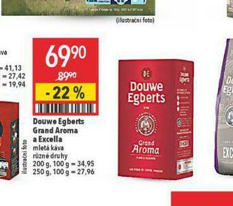 Globus Douwe egberts grand aroma a excella mletá káva nabídka