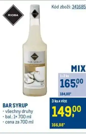 Makro Bar Syrup nabídka