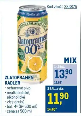 Makro ZLATOPRAMENN RADLER nabídka