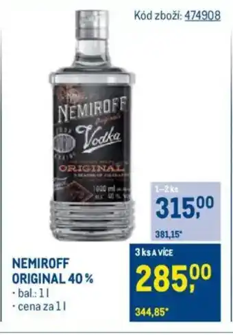 Makro NEMIROFF ORIGINAL 40% nabídka