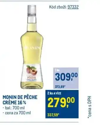 Makro MONIN DE PÊCHE CRÈME 16% nabídka