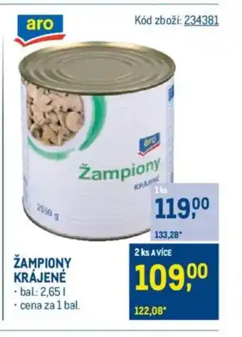 Makro Žampiony krájené nabídka