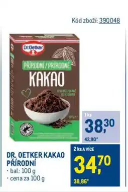 Makro DR. OETKER Kakao přírodní nabídka