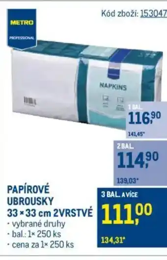 Makro Papírové ubrousky 2vrstvé nabídka