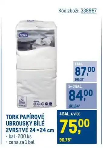 Makro TORK Papírové ubrousky bílé 2vrstvé nabídka