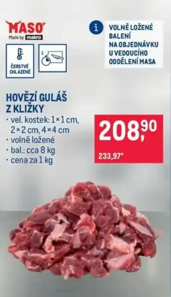 Makro Hovězí guláš z kližky nabídka