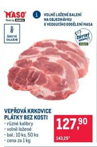 Makro Vepřová krkovice plátky bez kosti nabídka