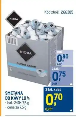 Makro RIOBA Smetana do kávy 10% nabídka