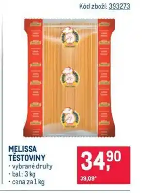 Makro Melissa Těstoviny nabídka