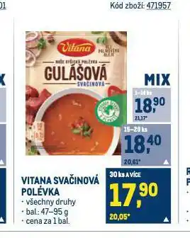 Makro Vitana svačinová polévka nabídka