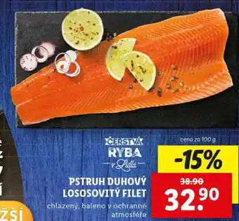 Lidl PSTRUH DUHOVÝ LOSOSOVITÝ FILET, cena za 100 g nabídka